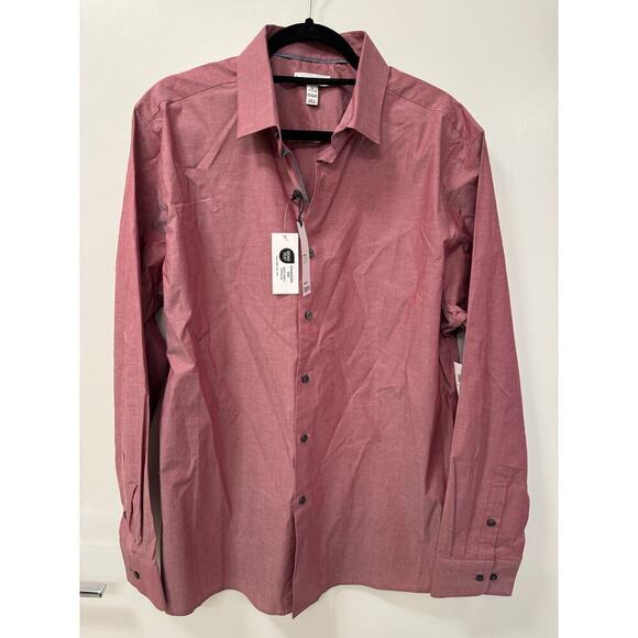 Bar III Men's NWT XL Pink Red Salmon Button Down Dress Shirt Slim fit Stretch - Picture 1 of 6